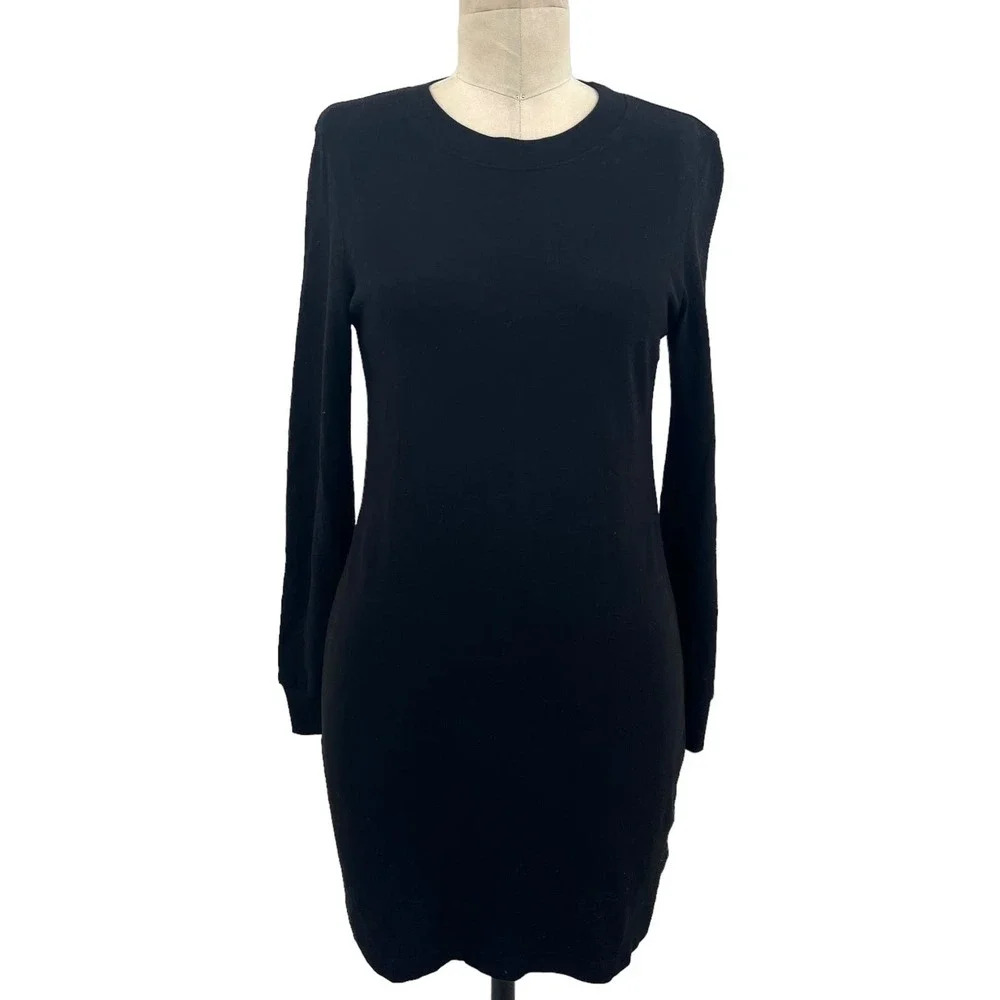 Cotton Citizen Long Sleeve Crew‎ Mini T-Shirt Dress Black Size Small